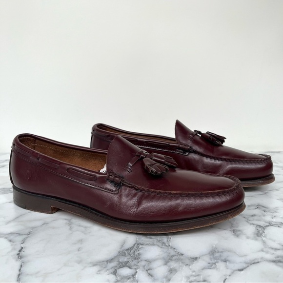 GH Bass Weejuns Classic Brown/Burgandy Leather Tassel Loafers Mens 10 D - Picture 1 of 11